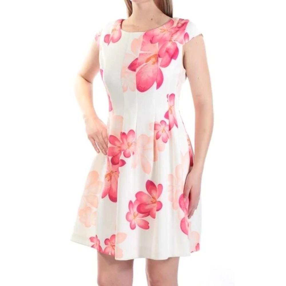 Calvin Klein NWT fit and flare ivory floral dress